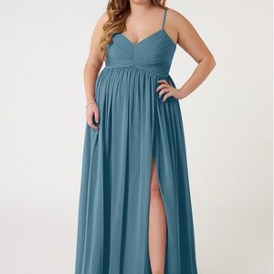 Azazie Alia Blue Pleated Women's Dress